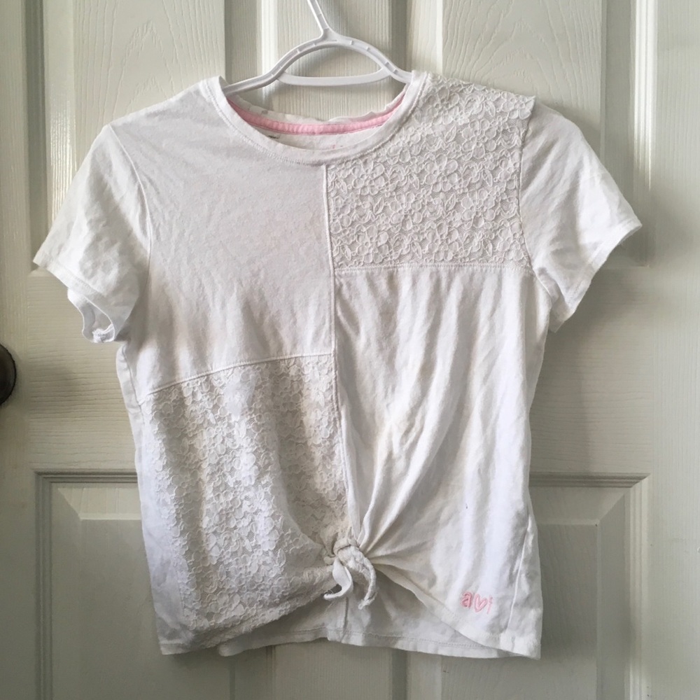 Abercrombie White lace tie shirt